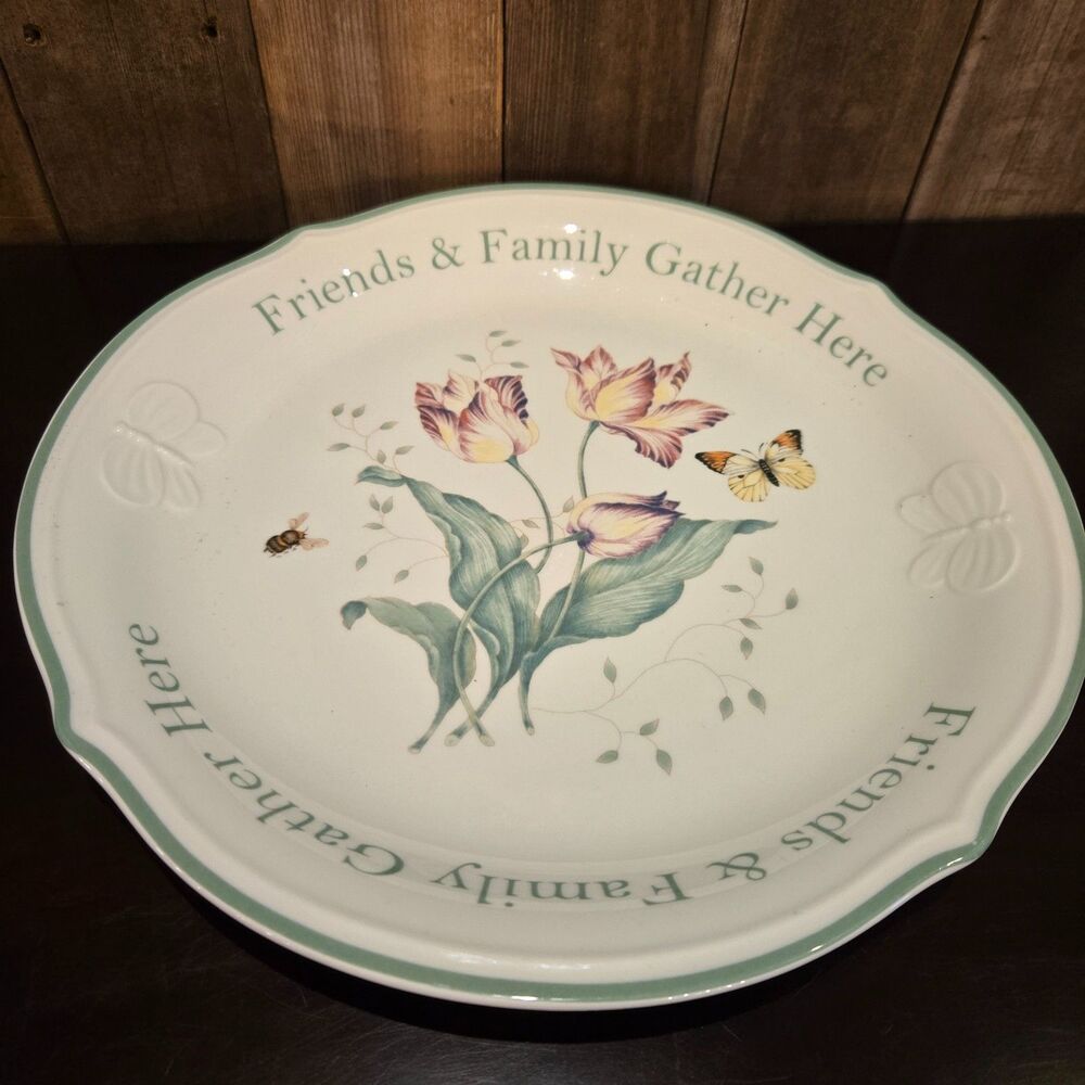 Lenox Butterfly Meadow Sentiment Dessert‎ Platter Friends & Family Gather Here